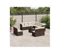 Salon de jardin modulable GENERIQUE 12 pieces resine tressee marron 55 x 55 x 37 cm 2 personnes