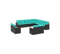 Salon de jardin modulable GENERIQUE 13 pieces noir resine tressee 62 x 62 x 69 cm
