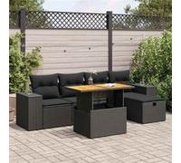 vidaXL Ensemble de salon de jardin 6 pièces poly rotin noir avec coussins