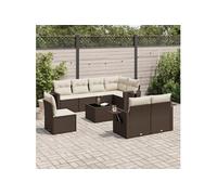 Salon de jardin modulable GENERIQUE 8 personnes 9 pieces marron 62 x 62 x 69 cm resine tressee