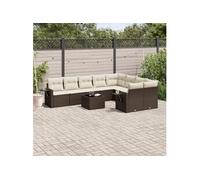 Salon de jardin modulable GENERIQUE 9 personnes resine tressee 10 pieces 62 x 62 x 69 cm marron