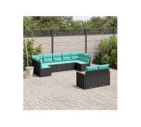 Salon de jardin modulable GENERIQUE 9 pieces resine tressee noir 62 x 62 x 69 cm