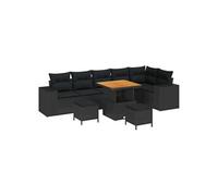 Salon de jardin modulable GENERIQUE 9 pieces rotin noir 62 x 65.5 x 85 cm