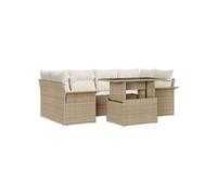 Salon de jardin modulable GENERIQUE bois 7 pieces beige 62 x 124 x 85 cm 6 personnes