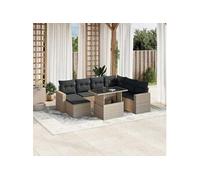 vidaXL Ensemble de jardin canapé 8 pièces avec coussins gris clair Poly rotin