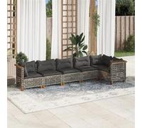 vidaXL Ensemble de salon de jardin 6 pièces avec coussins Gris Poly rotin