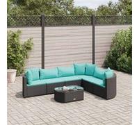 vidaXL Ensemble de salon de jardin 7 pièces poly rotin noir avec coussins