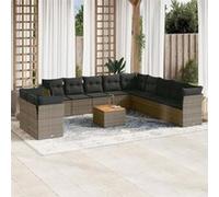 vidaXL Ensemble de 12 canapés de jardin avec coussins noir poly rotin