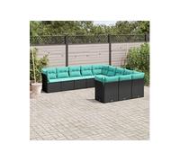 Salon de jardin modulable GENERIQUE resine tressee 11 pieces noir 55 x 62 x 69 cm