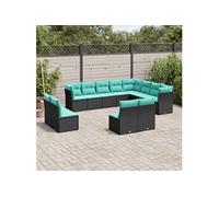 Salon de jardin modulable GENERIQUE resine tressee 12 pieces noir 55 x 62 x 69 cm