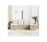 Salon de jardin modulable GENERIQUE rotin beige 6 pieces 234 x 117 x 85 cm 5 personnes