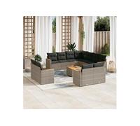 Salon de jardin modulable gris 10 personnes 11 pieces 62 x 62 x 69 cm resine tressee