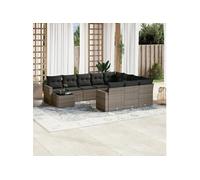 vidaXL Ensemble de salon de jardin 11 pièces avec coussins Gris Poly rotin