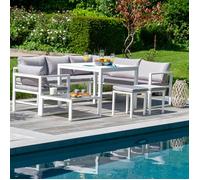 Salon de jardin modulable IBIZA en tissu gris 7 places - aluminium blanc