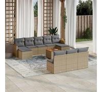 vidaXL Ensemble salon de jardin modulable 11 pièces avec coussins en résine tressée Beige