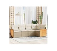 vidaXL Ensemble de salon de jardin 5 pièces avec coussins Beige Poly Rattan
