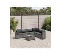 Salon de jardin modulable - Pack de 7 pièces - GENERIQUE résine tressée gris