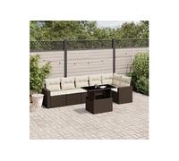 vidaXL Ensemble de salon de jardin 7 pièces avec coussins Marron Poly rotin