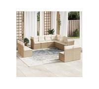 vidaXL Ensemble de salon de jardin 11 pièces avec coussins Beige Poly Rattan