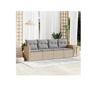 Salon de jardin modulable Vidaxl resine tressee beige 4 pieces 62 x 55 x 69 4 personnes Gris G
