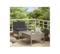 vidaXL Ensemble de salon de jardin 2 pièces en résine tressée (Poly Rattan) avec coussins Gris