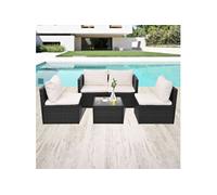 Salon de jardin modulable resine tressee noir 5 pieces 60 x 50 x 60 4 personnes