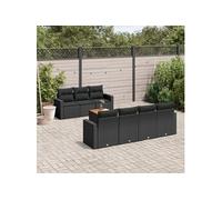 vidaXL Ensemble de jardin canapé 8 pièces avec coussins noir poly rotin