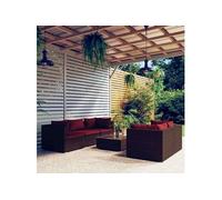 vidaXL Ensemble de salon de jardin 6 pièces avec coussins Poly rotin brun