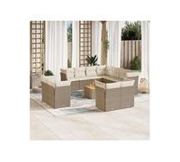 vidaXL Ensemble de 12 canapés de jardin avec coussins Beige Poly Rattan