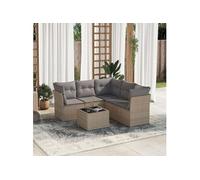 vidaXL Ensemble de salon de jardin 6 pièces avec coussins Beige Poly Rattan