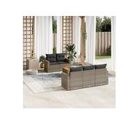 vidaXL Ensemble de salon de jardin 6 pièces avec coussins Gris Poly rotin