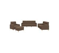 vidaXL Ensemble de canapés 4 pcs avec coussins Marron Tissu