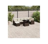 vidaXL Ensemble de jardin canapé 8 pièces en poly rotin avec coussins Marron