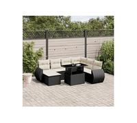 vidaXL Ensemble de jardin canapé 8 pièces – poly rotin noir avec coussins
