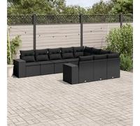 vidaXL Ensemble de 10 canapés de jardin avec coussins noir poly rotin