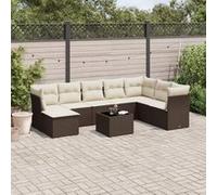 vidaXL Ensemble de salon de jardin 9 pièces avec coussins Marron Poly Rattan