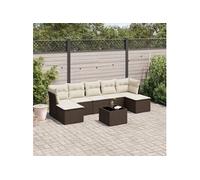 vidaXL Ensemble de jardin canapé 8 pièces avec coussins Marron Poly rotin