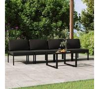 Salon de jardin modulable Vidaxl aluminium gris 5 pieces 64.5 x 64.5 x 64.5 4 personnes Noir G