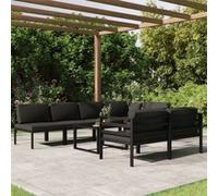 Salon de jardin modulable Vidaxl aluminium gris 5 pieces 7 personnes Or G