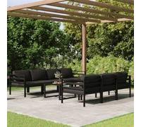 vidaXL Ensemble salon de jardin 8 pièces avec coussins – Aluminium anthracite