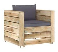 vidaXL Ensemble salon de jardin 2 pièces avec coussins Vert Bois imprégné