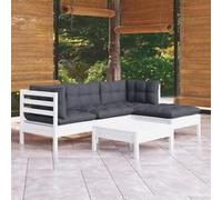 Salon de jardin modulable bois gris 5 pieces 63.5 x 63.5 x 62.5 5 personnes