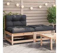 vidaXL Canapé de jardin sans accoudoirs avec coussin et pouf