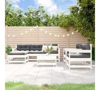 Salon de jardin modulable Vidaxl bois massif blanc 7 pieces 62.0 x 62.0 x 32 7 personnes Blanc G