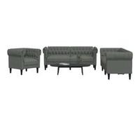 vidaXL Canapé 3 pièces gris foncé en tissu