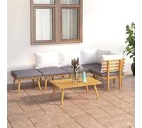 vidaXL Ensemble de salon de jardin 6 pièces avec coussins en bois massif d'acacia