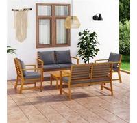 Salon de jardin modulable Vidaxl gris 6 personnes bois massif 100.0 x 50 x 33 cm 5 pieces Gris G