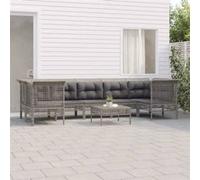 Salon de jardin modulable Vidaxl gris 8 personnes 8 pieces 65 x 55 x 75 cm resine tressee Gris G
