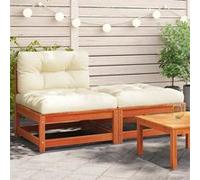 vidaXL Canapé de jardin sans accoudoirs avec coussin et pouf