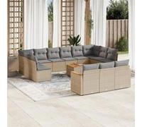 vidaXL Salon de jardin Ensemble de 12 canapés Poly Rattan Beige avec coussins